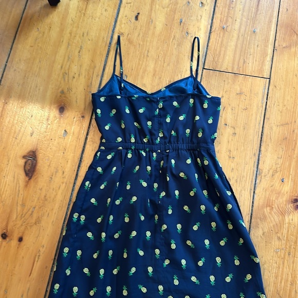 Size 2 spaghetti strap, J.Crew navy dress with pineapples - Picture 4 of 5
